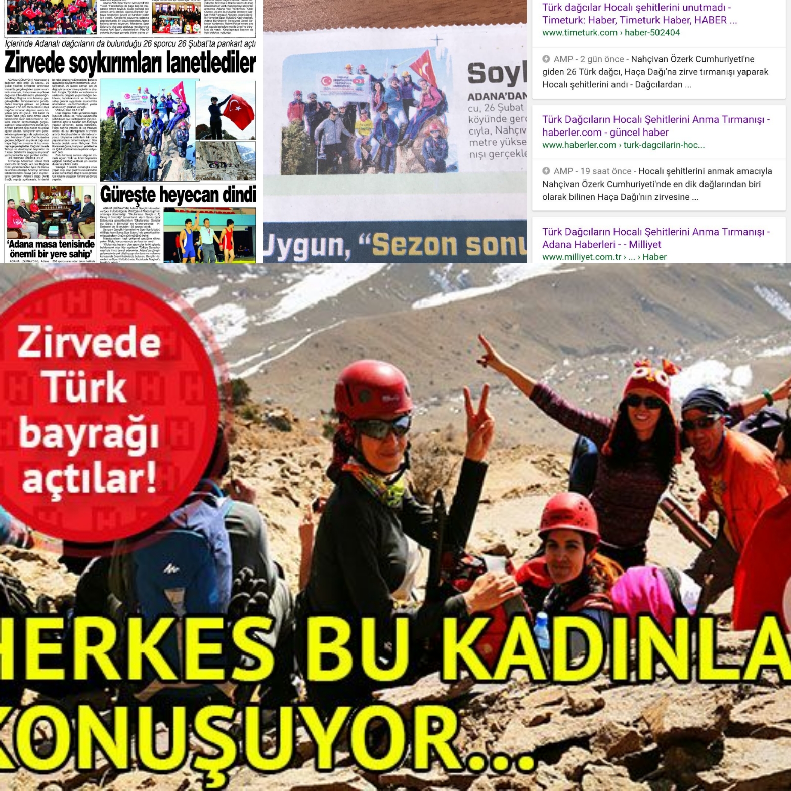 Haça Dağı tırmanışı, çeşitli basında
