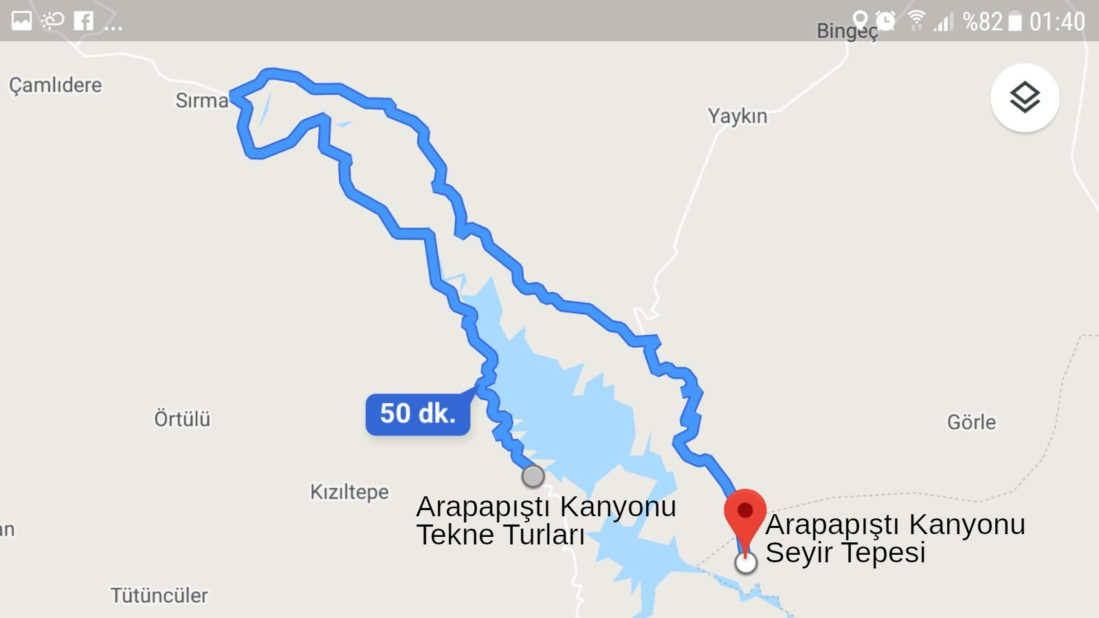 Arapapıştı Kanyonu navigasyon görüntüsü